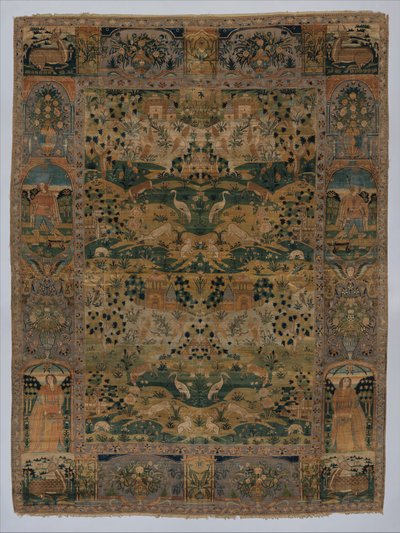 Pictorial Carpet with metal wrapped thread, 17th century by Persian School